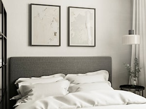 WNĘTRZA MIESZKANIA- GRODZISK MAZOWIECKI - Mała biała szara sypialnia, styl nowoczesny - zdjęcie od AP KWADRAT