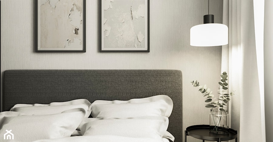 WNĘTRZA MIESZKANIA- GRODZISK MAZOWIECKI - Mała szara sypialnia, styl minimalistyczny - zdjęcie od AP KWADRAT