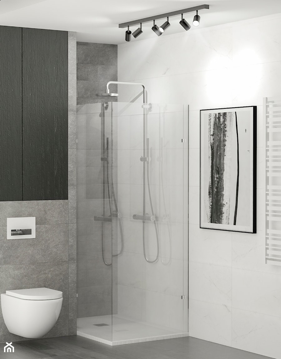 WNĘTRZA MIESZKANIA- GRODZISK MAZOWIECKI - Średnia bez okna z punktowym oświetleniem łazienka, styl minimalistyczny - zdjęcie od AP KWADRAT