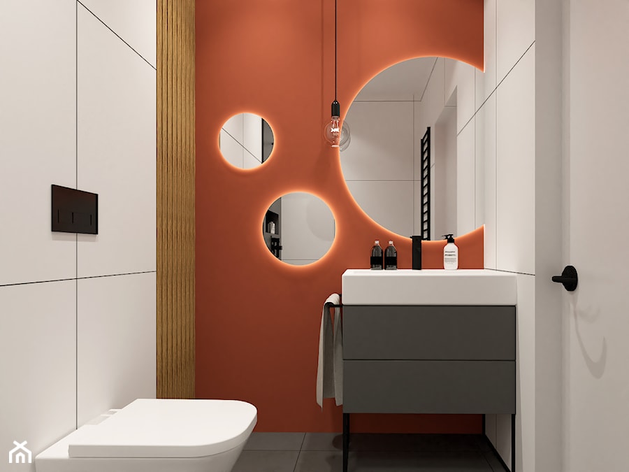 Dom pod Warszawą - Mała bez okna z lustrem łazienka, styl nowoczesny - zdjęcie od Dash Interiors