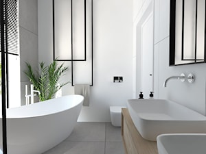 Dom pod Warszawą - Średnia z dwoma umywalkami łazienka z oknem, styl nowoczesny - zdjęcie od Dash Interiors