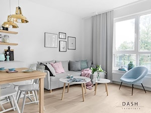 Mieszkanie na Wilanowie - Średni biały salon z jadalnią, styl skandynawski - zdjęcie od Dash Interiors