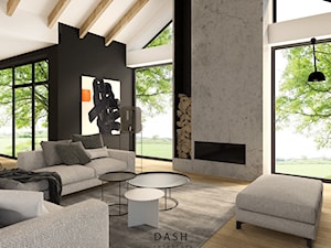 Dom pod Warszawą - Duży czarny szary salon, styl nowoczesny - zdjęcie od Dash Interiors
