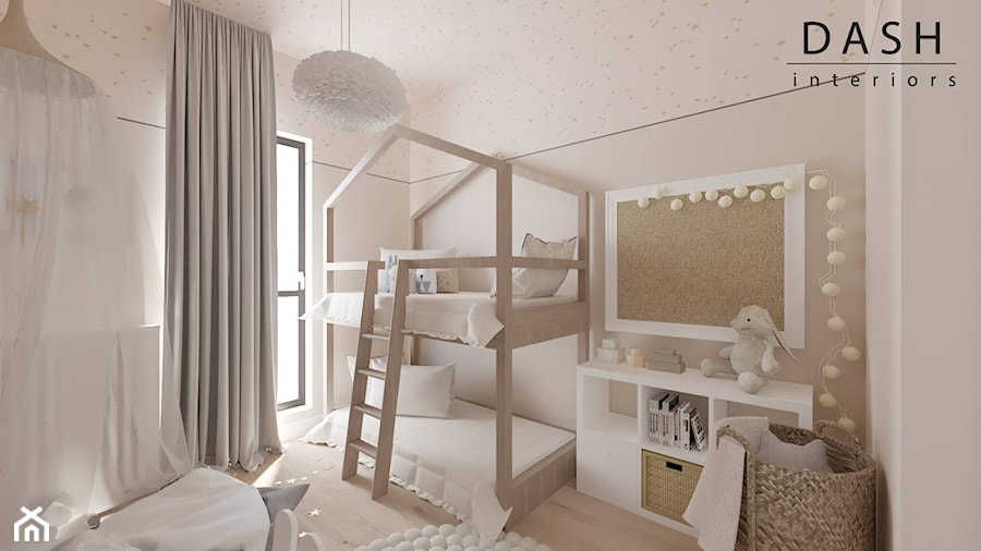 Mieszkanie na Wilanowie 2 - Średni beżowy biały pokój dziecka dla dziecka dla dziewczynki dla rodzeństwa, styl skandynawski - zdjęcie od Dash Interiors