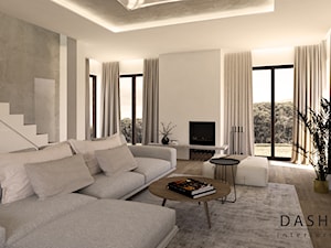Dom pod Radomiem - Duży biały szary salon, styl nowoczesny - zdjęcie od Dash Interiors