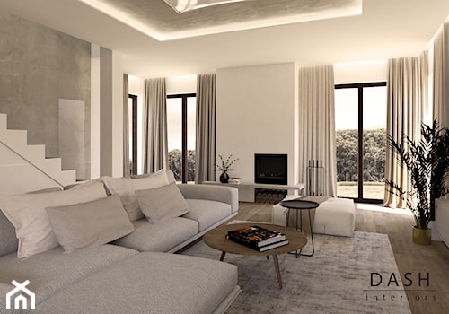 Dom pod Radomiem - Duży biały szary salon, styl nowoczesny - zdjęcie od Dash Interiors