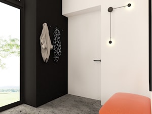 Dom pod Warszawą - Średni z wieszakiem biały czarny hol / przedpokój, styl nowoczesny - zdjęcie od Dash Interiors