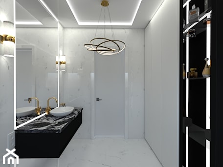 Aranżacje wnętrz - Łazienka: Nowoczesna minimalistyczna łazienka czarno biała - Kinga Filek Intenement. Przeglądaj, dodawaj i zapisuj najlepsze zdjęcia, pomysły i inspiracje designerskie. W bazie mamy już prawie milion fotografii!