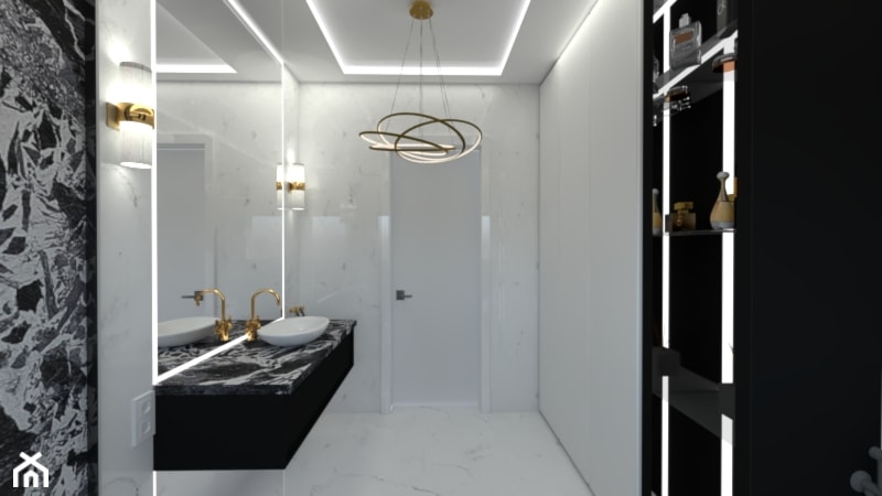 Nowoczesna minimalistyczna łazienka czarno biała - zdjęcie od Kinga Filek Intenement