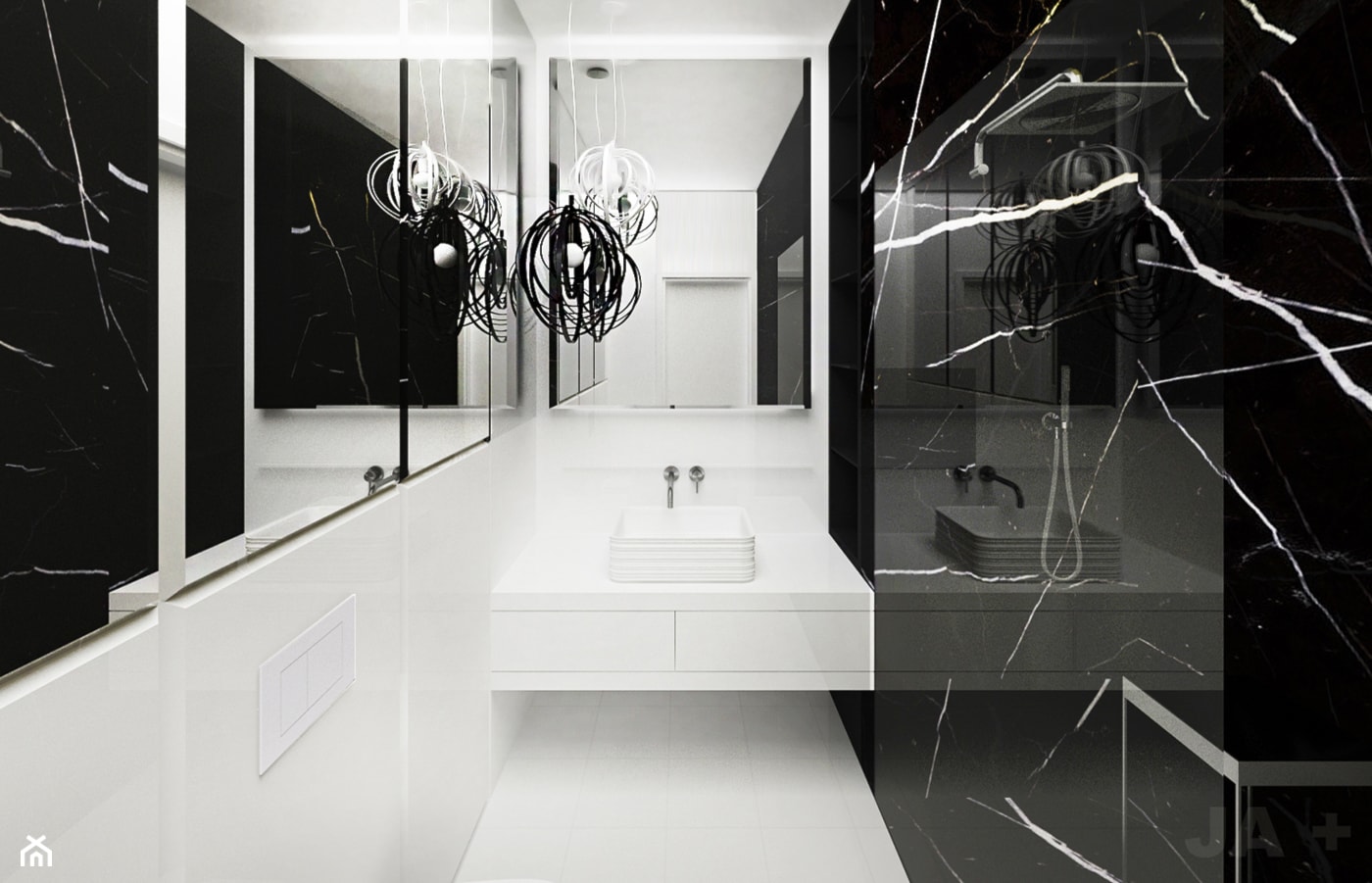 Czarno biała łazienka - zdjęcie od JAplus - Homebook