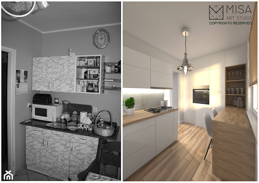Projekt małej kuchni i łazienki w Nowej Soli - Kuchnia, styl nowoczesny - zdjęcie od misa_art_studio