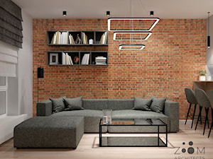Nowoczesność z loftowymi akcentami - Średni szary salon z jadalnią, styl nowoczesny - zdjęcie od Zoom Architects