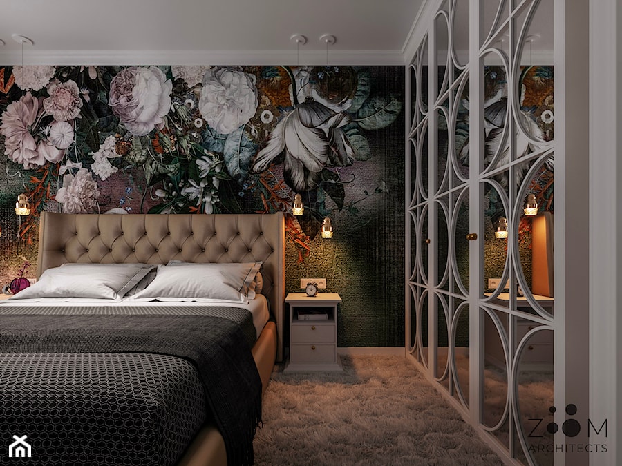 Klasyczne beże - Średnia czarna sypialnia, styl glamour - zdjęcie od Zoom Architects