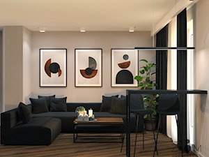 Ciepłe, czarne, drewno - Salon, styl nowoczesny - zdjęcie od Zoom Architects