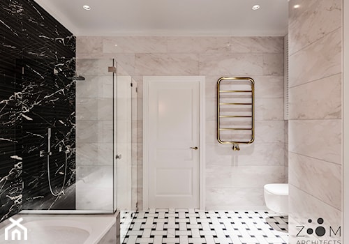 Klasyczne beże - Średnia bez okna z punktowym oświetleniem łazienka, styl glamour - zdjęcie od Zoom Architects
