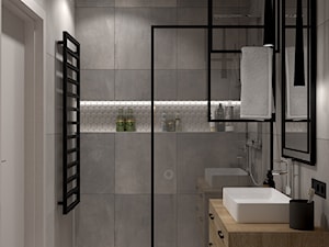 Nowoczesność z loftowymi akcentami - Mała bez okna z lustrem z punktowym oświetleniem łazienka, styl nowoczesny - zdjęcie od Zoom Architects