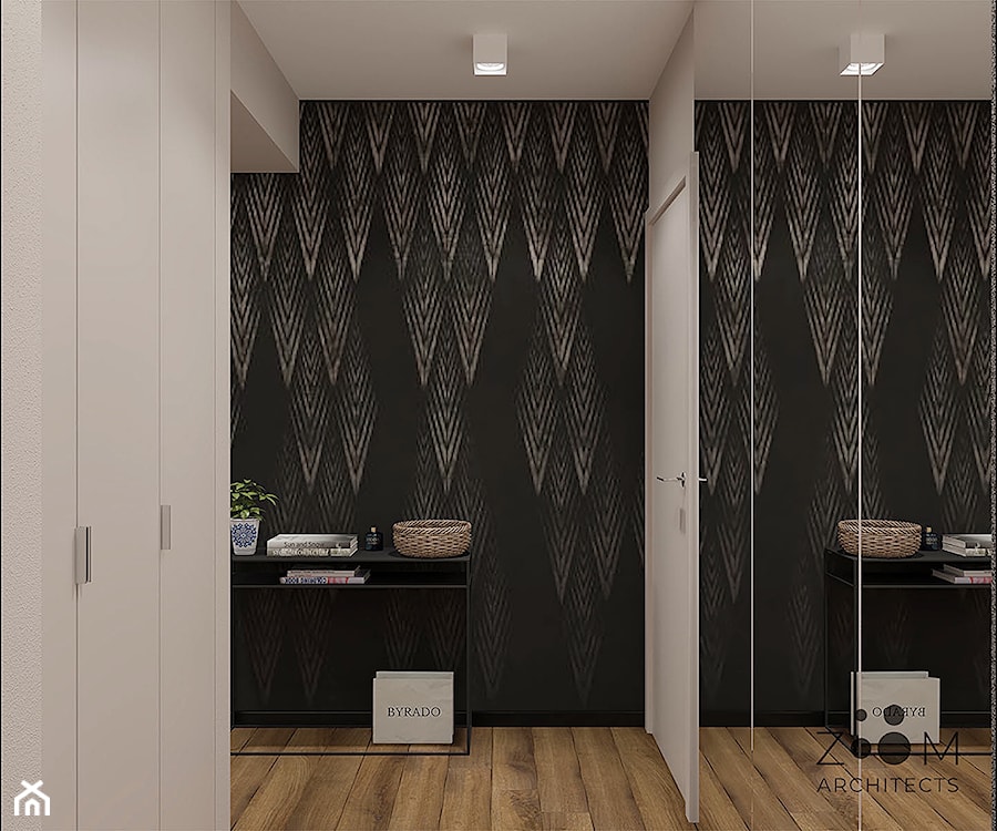 Ciepłe, czarne, drewno - Hol / przedpokój, styl nowoczesny - zdjęcie od Zoom Architects