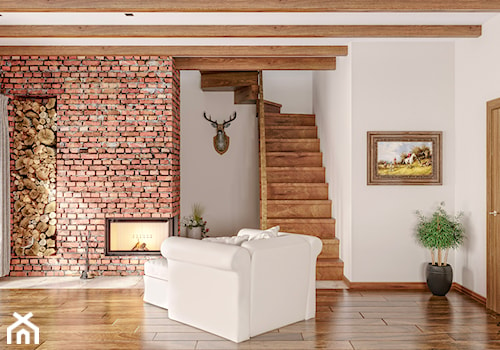 Rustykalne Mazury - Średni szary salon, styl rustykalny - zdjęcie od Zoom Architects