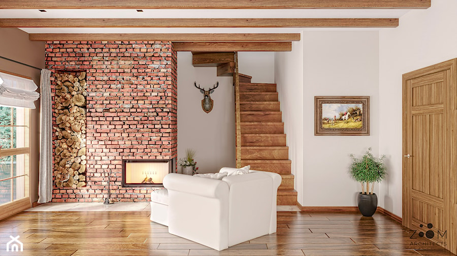 Rustykalne Mazury - Średni szary salon, styl rustykalny - zdjęcie od Zoom Architects