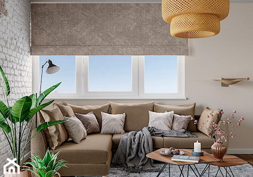 Boho klimaty na Okęciu - Średni beżowy salon, styl prowansalski - zdjęcie od Zoom Architects