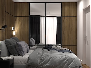 Ciepłe, czarne, drewno - Sypialnia, styl nowoczesny - zdjęcie od Zoom Architects