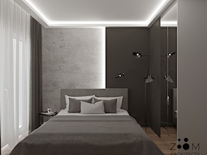 Grafitowe wnętrze z elementami drewna - Sypialnia, styl nowoczesny - zdjęcie od Zoom Architects