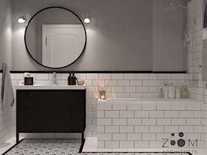 Przytulne szarości pod wynajem - Mała bez okna z lustrem łazienka, styl glamour - zdjęcie od Zoom Architects