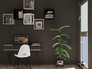 Grafitowe wnętrze z elementami drewna - Małe w osobnym pomieszczeniu czarne biuro, styl nowoczesny - zdjęcie od Zoom Architects