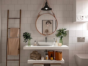 Boho klimaty na Okęciu - Mała bez okna z lustrem łazienka - zdjęcie od Zoom Architects