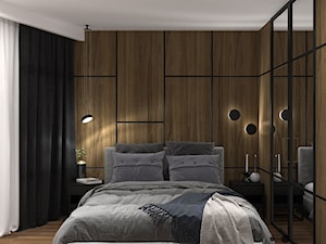 Ciepłe, czarne, drewno - Sypialnia, styl nowoczesny - zdjęcie od Zoom Architects