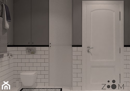 Przytulne szarości pod wynajem - Mała bez okna łazienka, styl glamour - zdjęcie od Zoom Architects