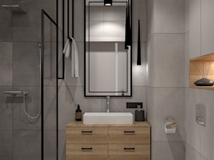 Nowoczesność z loftowymi akcentami - Średnia bez okna z lustrem z punktowym oświetleniem łazienka, styl nowoczesny - zdjęcie od Zoom Architects