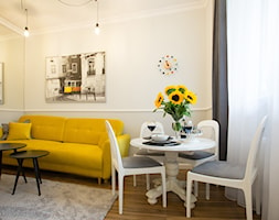 Małe mieszkanie wiele funkcji zdjęcia z realizacji - Mały biały salon z jadalnią, styl vintage - zdjęcie od AWITKU STUDIO Anita Witkowska Piwowarczyk - Homebook