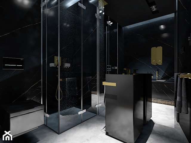 Czarna łazienka ''Gold Orchid - bathroom in a Versace styling''