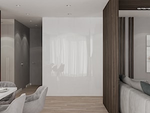 Apartament Nad Wisłą - Średni szary salon z jadalnią, styl nowoczesny - zdjęcie od LINEUP STUDIO