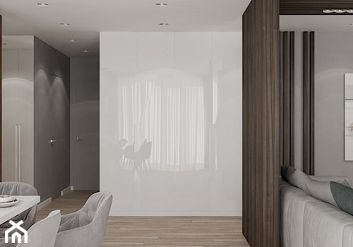Apartament Nad Wisłą - Średni szary salon z jadalnią, styl nowoczesny - zdjęcie od LINEUP STUDIO