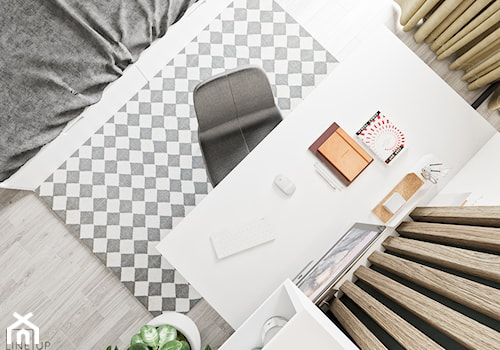 Minimal Green - Średni biały z panelami tapicerowanymi pokój dziecka dla nastolatka, styl minimalistyczny - zdjęcie od LINEUP STUDIO