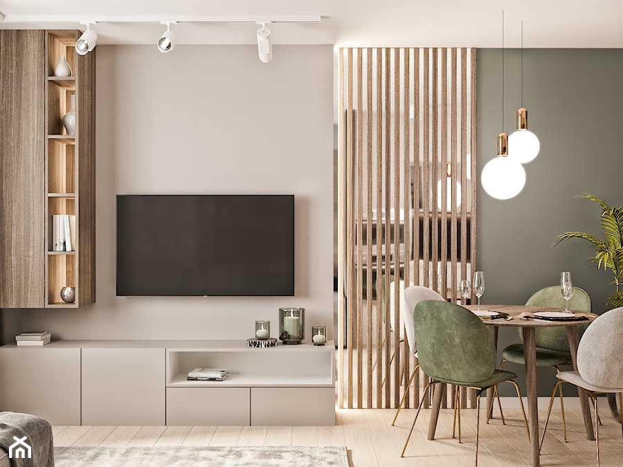 Mieszkanie w Mińsku - Średni szary salon z jadalnią, styl nowoczesny - zdjęcie od LINEUP STUDIO