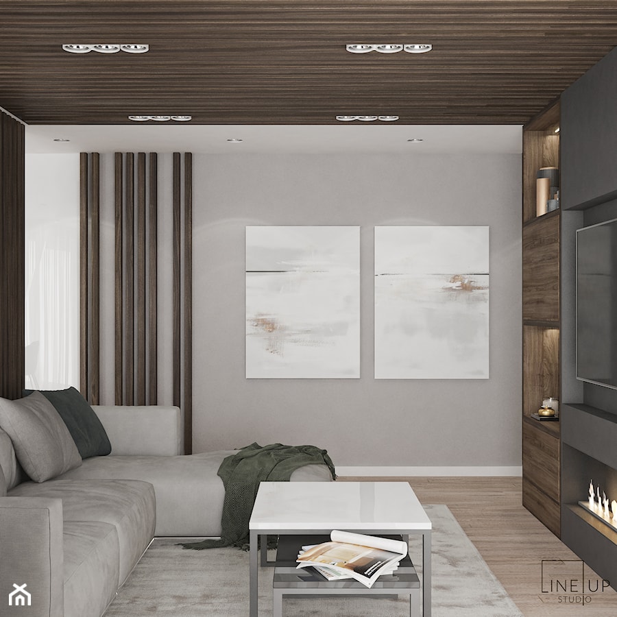 Apartament Nad Wisłą - Mały szary salon, styl nowoczesny - zdjęcie od LINEUP STUDIO