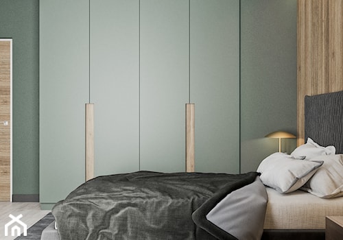 Minimal Green - Średnia zielona sypialnia, styl minimalistyczny - zdjęcie od LINEUP STUDIO