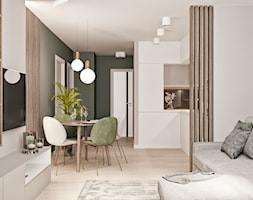 Mieszkanie w Mińsku - Mała biała zielona jadalnia w kuchni, styl nowoczesny - zdjęcie od LINEUP STUDIO - Homebook
