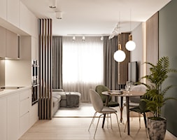 Mieszkanie w Mińsku - Mały czarny salon z kuchnią z jadalnią, styl nowoczesny - zdjęcie od LINEUP STUDIO - Homebook
