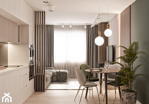 Mieszkanie w Mińsku - Mały czarny salon z kuchnią z jadalnią, styl nowoczesny - zdjęcie od LINEUP STUDIO