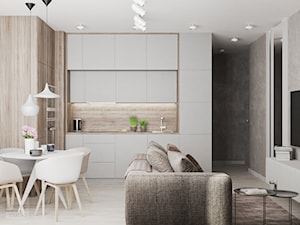 Mieszkanie w Warszawie - Średni biały salon z kuchnią z jadalnią, styl nowoczesny - zdjęcie od LINEUP STUDIO
