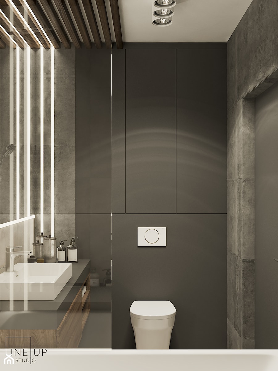 Apartament Nad Wisłą - Mała bez okna z lustrem łazienka, styl nowoczesny - zdjęcie od LINEUP STUDIO