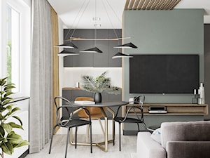 Minimal Green - Średni biały szary salon z kuchnią z jadalnią, styl minimalistyczny - zdjęcie od LINEUP STUDIO