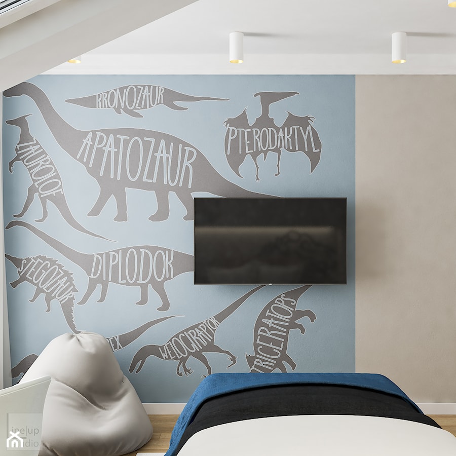 Neoklasyk Pod Krakowem - Średni beżowy szary niebieski pokój dziecka dla dziecka dla chłopca, styl nowoczesny - zdjęcie od LINEUP STUDIO