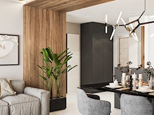 Akcenty na 40mkw - Średni szary salon z jadalnią, styl minimalistyczny - zdjęcie od LINEUP STUDIO
