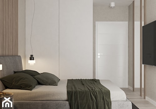 Mieszkanie w Krakowie - Mała szara sypialnia, styl nowoczesny - zdjęcie od LINEUP STUDIO