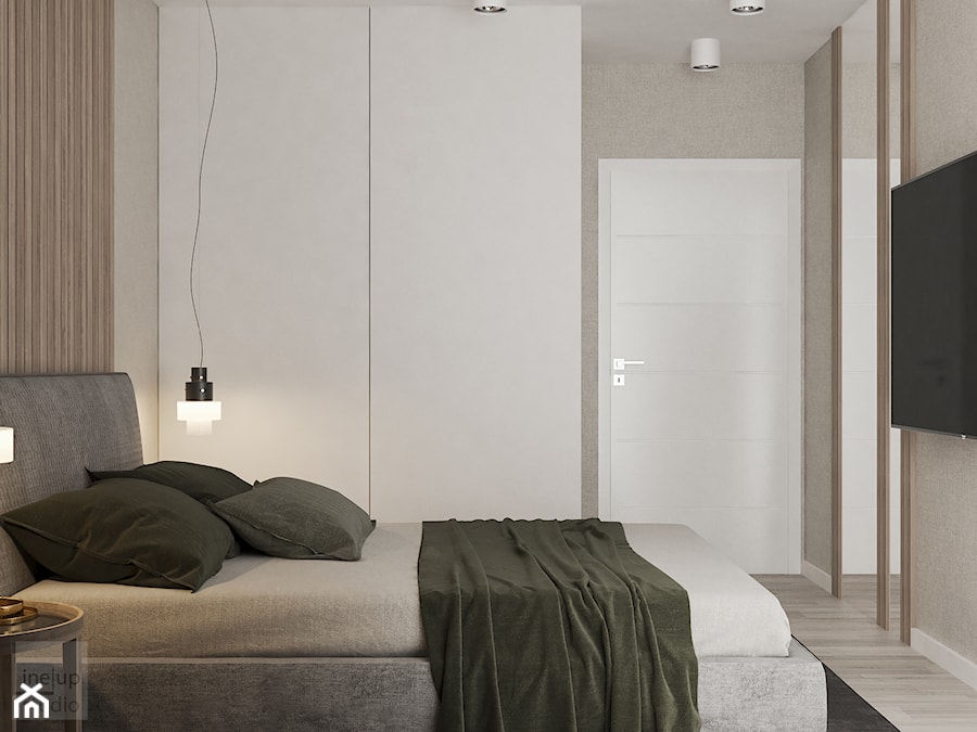 Mieszkanie w Krakowie - Mała szara sypialnia, styl nowoczesny - zdjęcie od LINEUP STUDIO